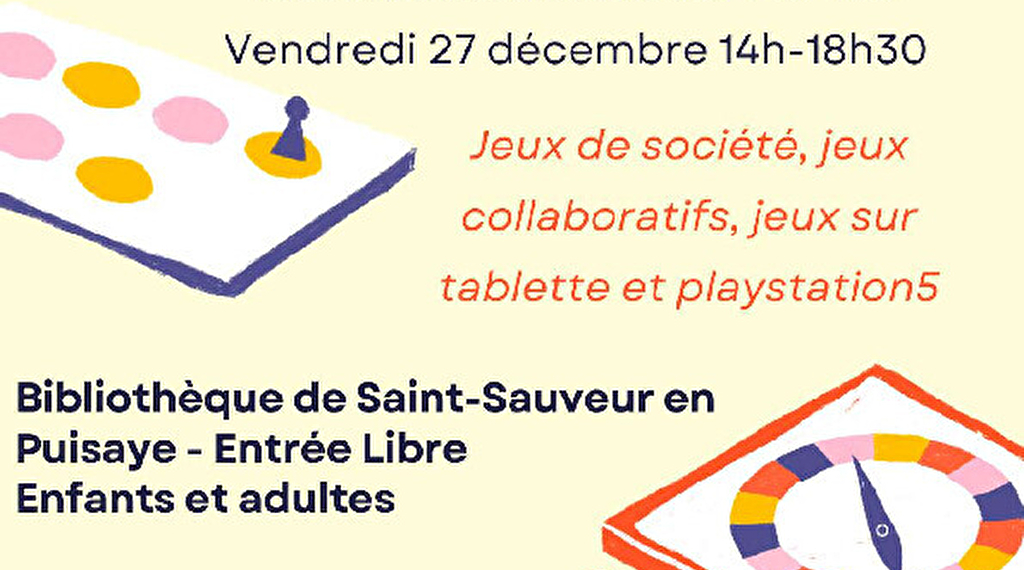 Après-midi jeux à la Biblio Du 18 au 27 déc 2024