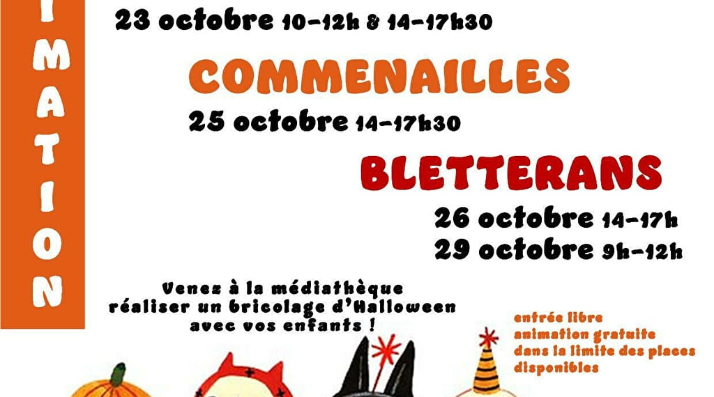 Atelier créatif parents enfants - halloween - Médiathèque Le 26 oct 2024