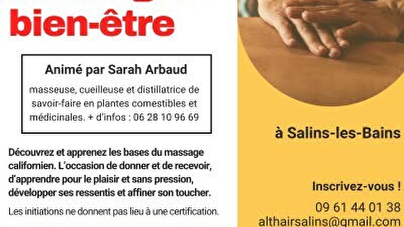 Initiation au massage bien-être dos