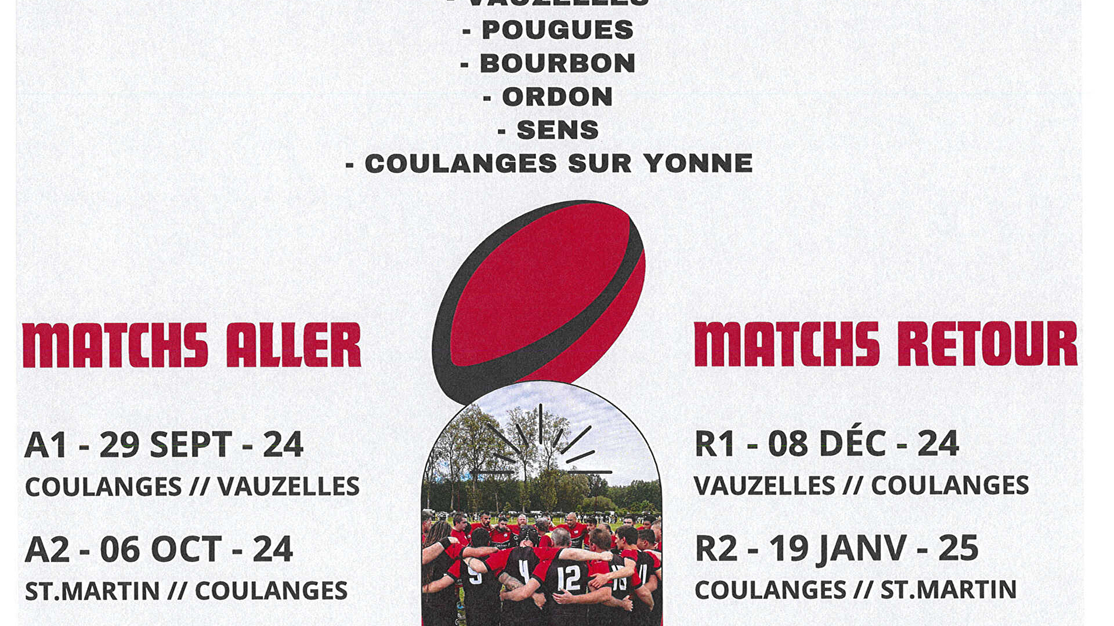 Championnat de Rugby régional 3, agenda des matchs