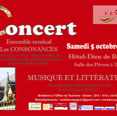 Concert et cocktail exceptionnel Musique & Littérature avec l’ensemble musical « Les Consonances »