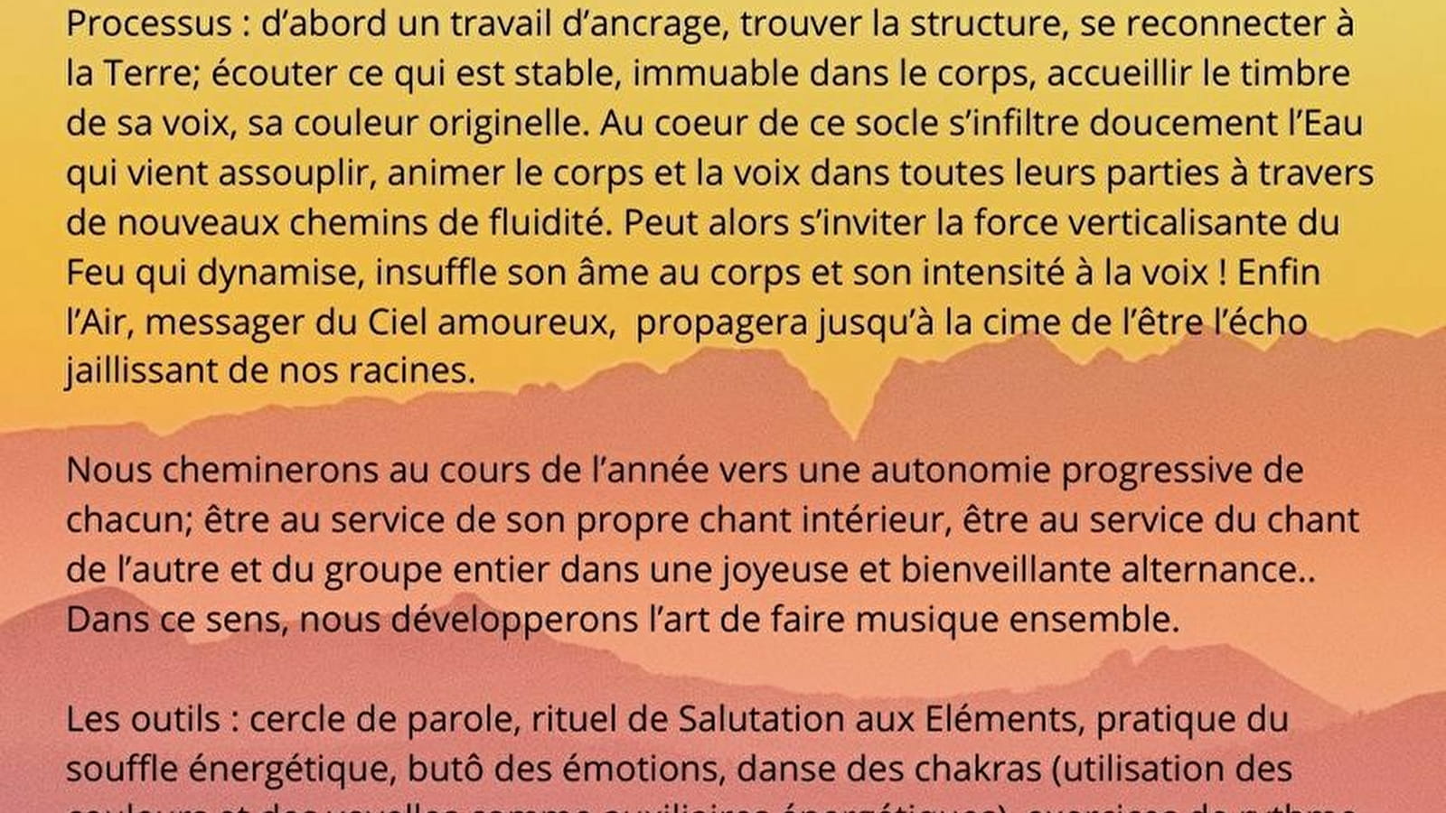 Ateliers « Danse de l'être et chant spontané »