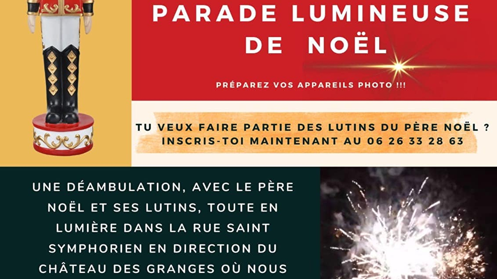 Parade lumineuse de Noël et spectacle pyromusical