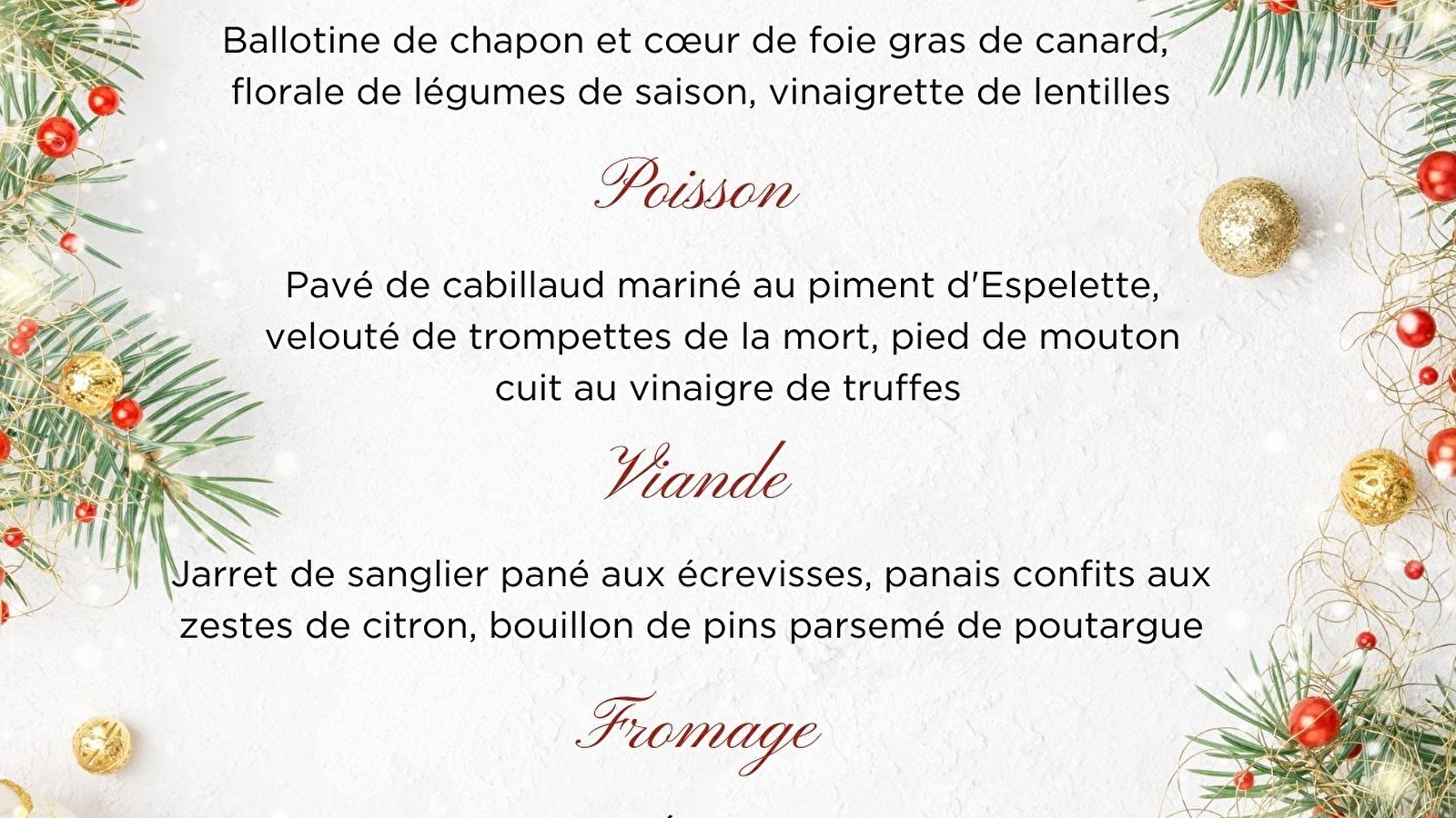 MENU DE NOËL - M7 Restaurant by Mercure Beaune