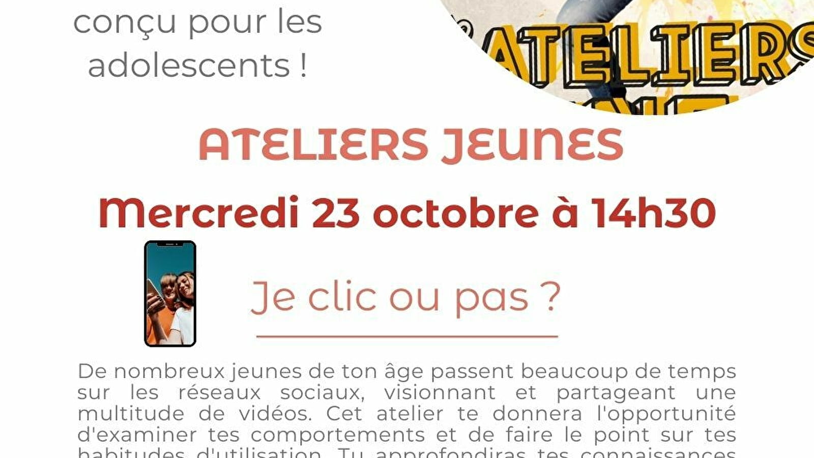 Atelier Jeunes 'Je clic ou pas'