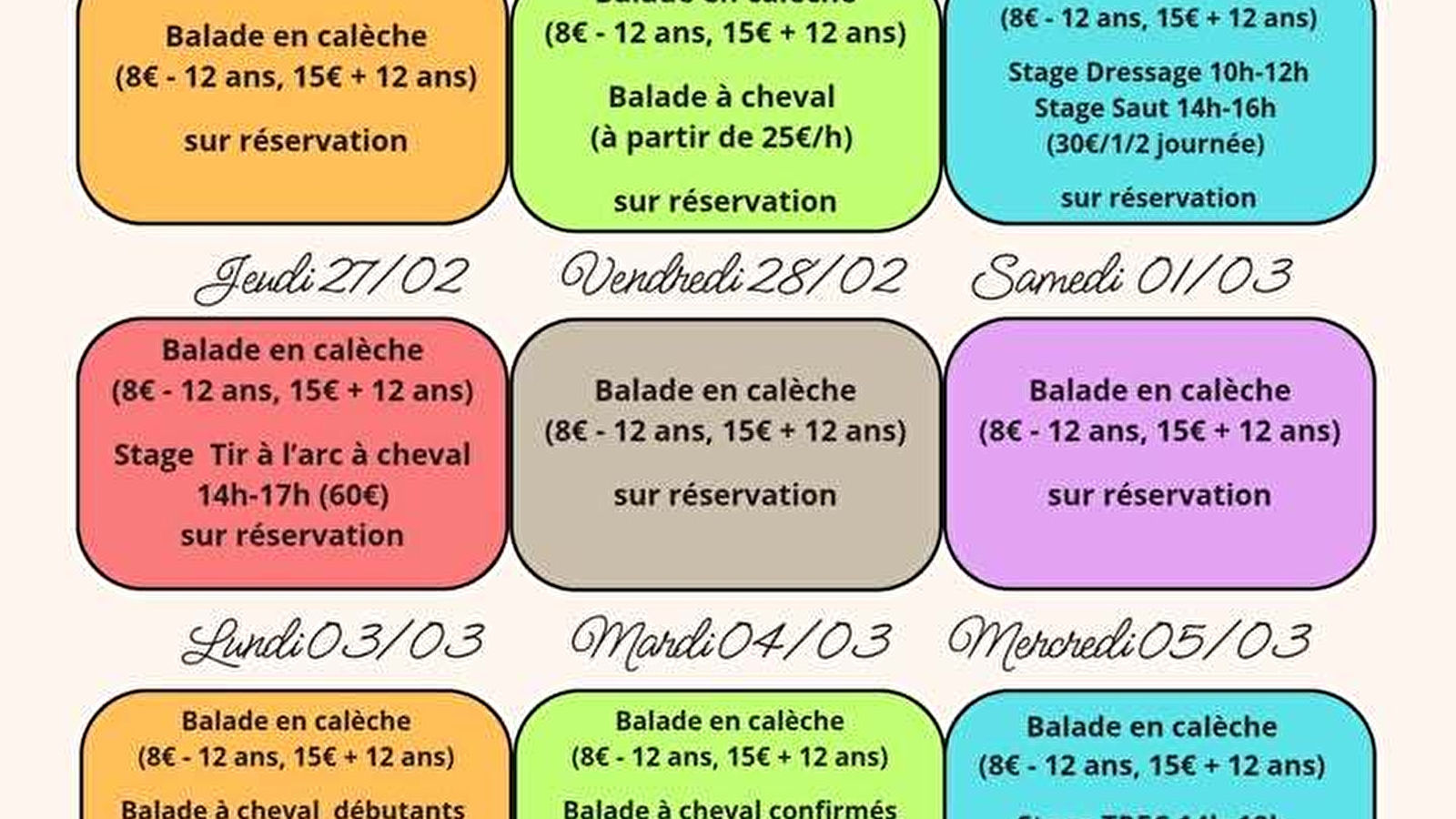 Stage de dressage et/ou stage de saut à cheval