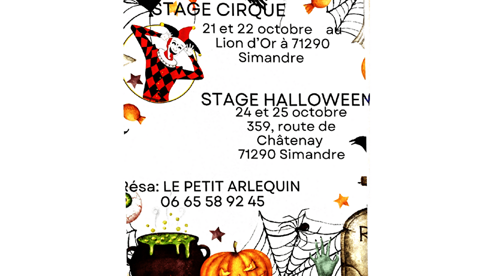 Stage Cirque Halloween Du 21 au 25 oct 2024