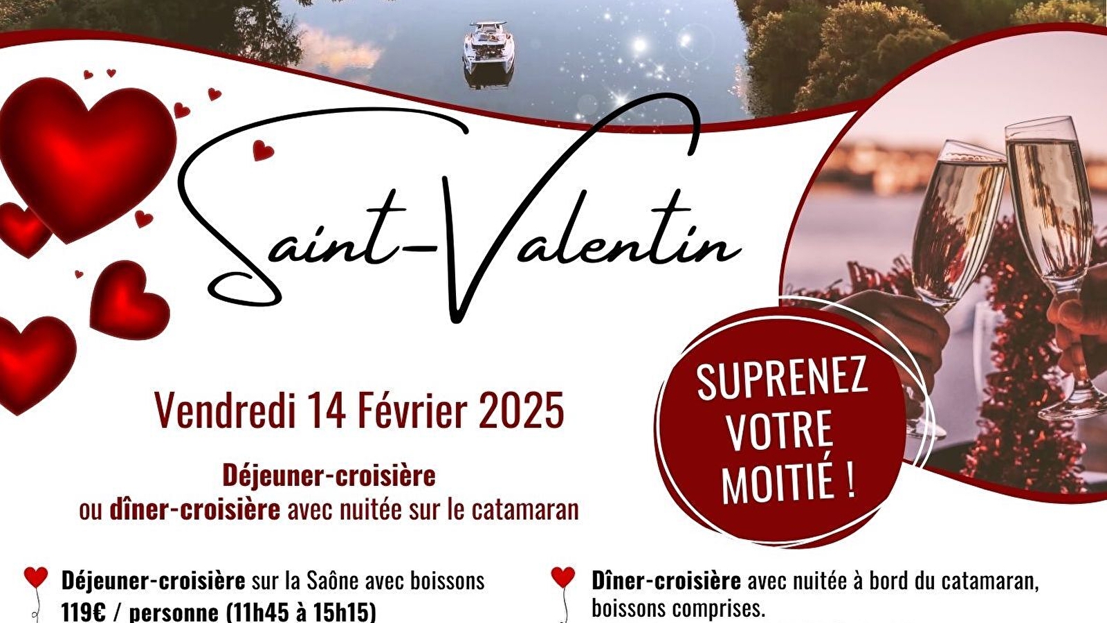 Saint-Valentin à bord d'un catamaran à Seurre