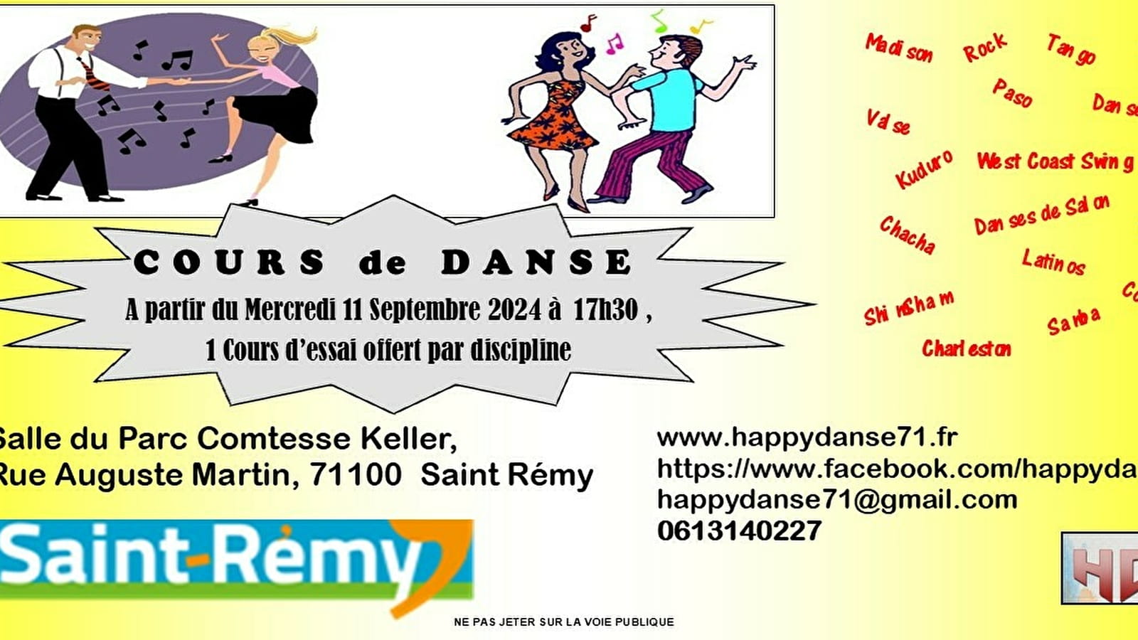 Inscription Cours de Danse