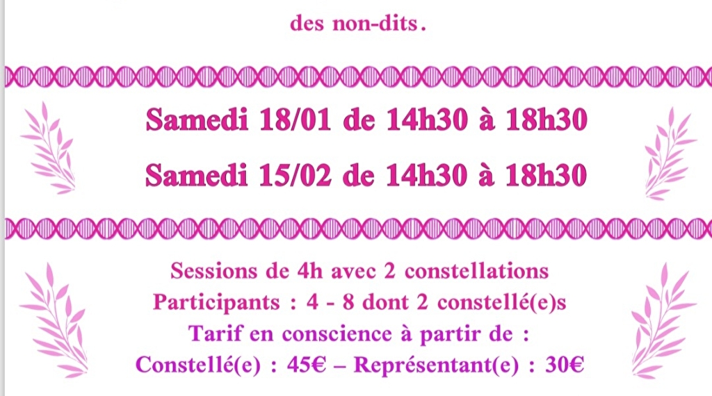 Atelier constellations familiales Du 18 janv au 15 fév 2025