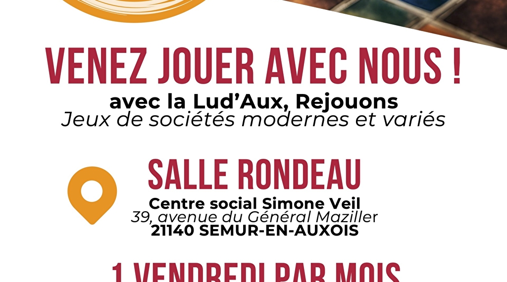 Soirée Jeux Ludaux Rejouons Du 25/10/2024 au 27/6/2025