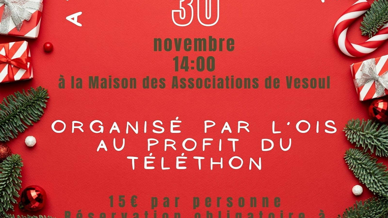 Atelier couronne de Noël au profit du Téléthon 