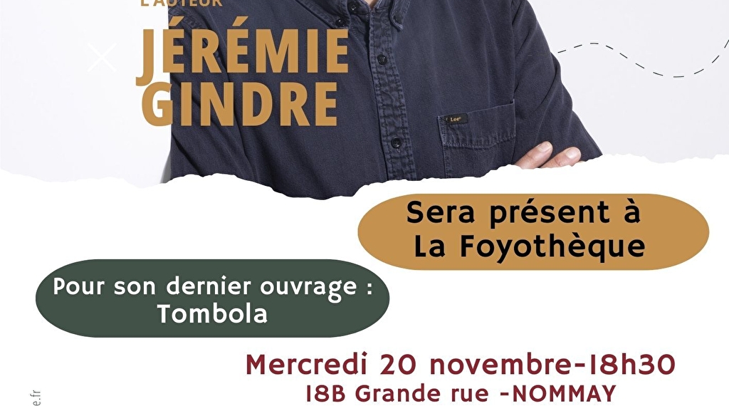 Rencontre Littéraire avec Jérémie Gindre... Le 20 nov 2024